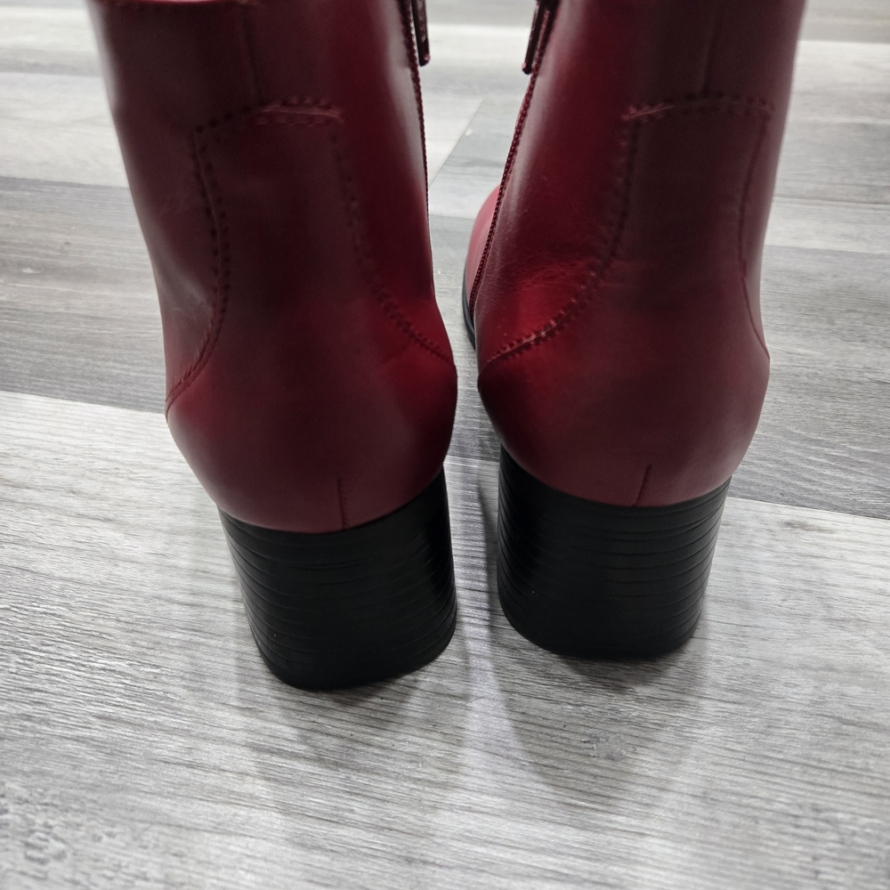 Red Leather Ankle Boots  AJ Valenci - Picture 4 of 4